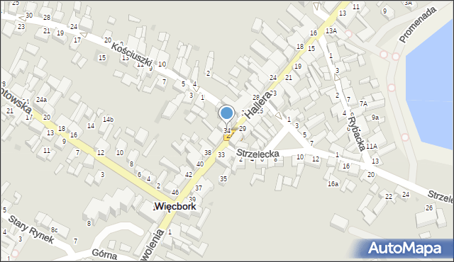 Więcbork, Hallera Józefa, gen., 34, mapa Więcbork