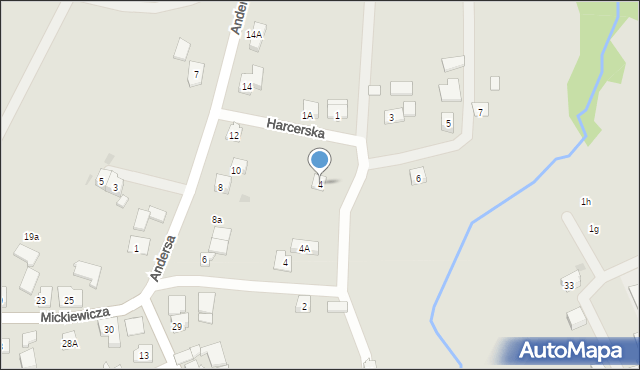 Wilamowice, Harcerska, 4, mapa Wilamowice