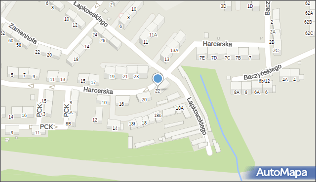 Zabrze, Harcerska, 22, mapa Zabrza