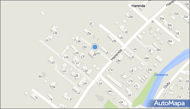 Zakopane, Harenda, 15f, mapa Zakopanego