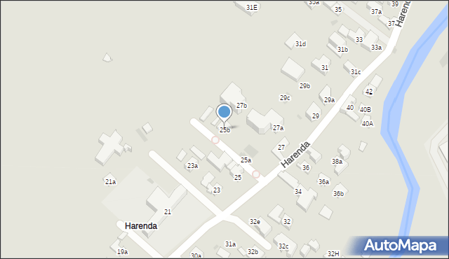 Zakopane, Harenda, 25b, mapa Zakopanego