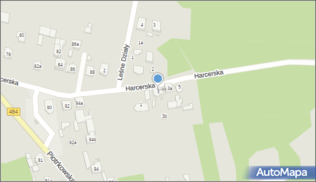 Zelów, Harcerska, 3, mapa Zelów