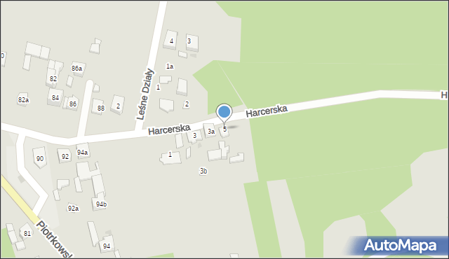 Zelów, Harcerska, 5, mapa Zelów