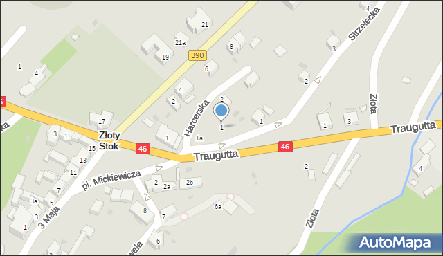 Złoty Stok, Harcerska, 1, mapa Złoty Stok