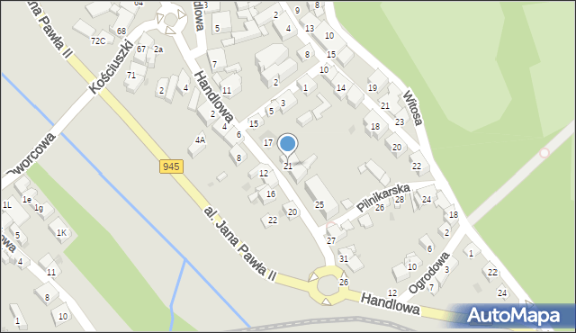 Żywiec, Handlowa, 21, mapa Żywiec