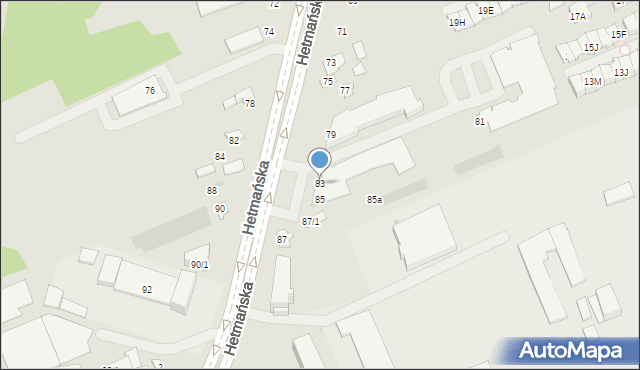 Białystok, Hetmańska, 83, mapa Białegostoku