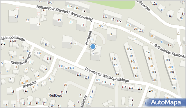 Gdynia, Herberta Zbigniewa, 7, mapa Gdyni