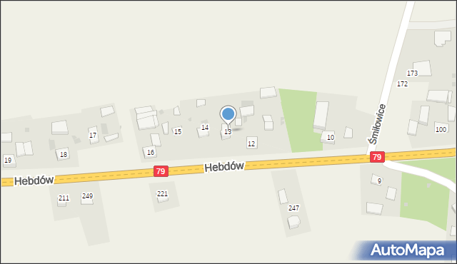 Hebdów, Hebdów, 13, mapa Hebdów