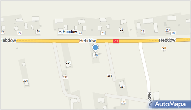 Hebdów, Hebdów, 207, mapa Hebdów