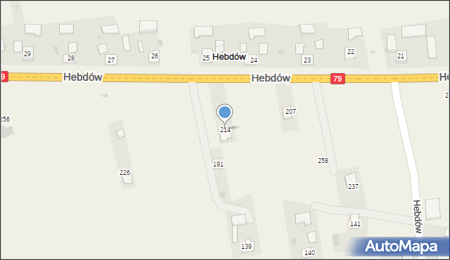 Hebdów, Hebdów, 214, mapa Hebdów