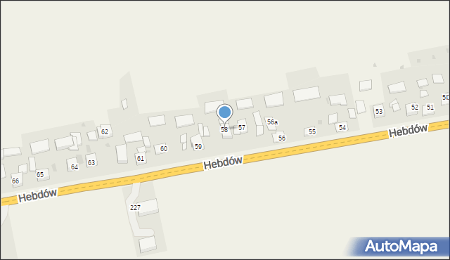 Hebdów, Hebdów, 58, mapa Hebdów