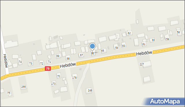 Hebdów, Hebdów, 66, mapa Hebdów