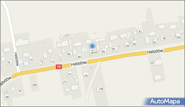 Hebdów, Hebdów, 67, mapa Hebdów