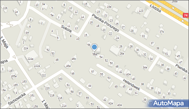 Kielce, Helenówek, 56a, mapa Kielc