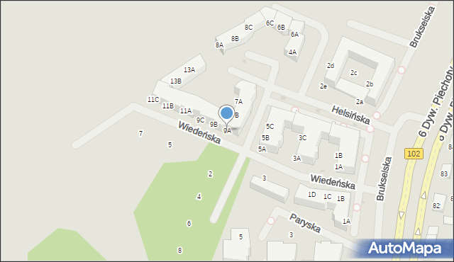 Kołobrzeg, Helsińska, 9A, mapa Kołobrzegu