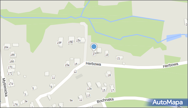 Kraków, Herbowa, 17, mapa Krakowa