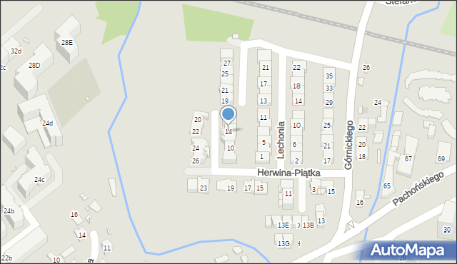 Kraków, Herwina-Piątka Kazimierza, 14, mapa Krakowa