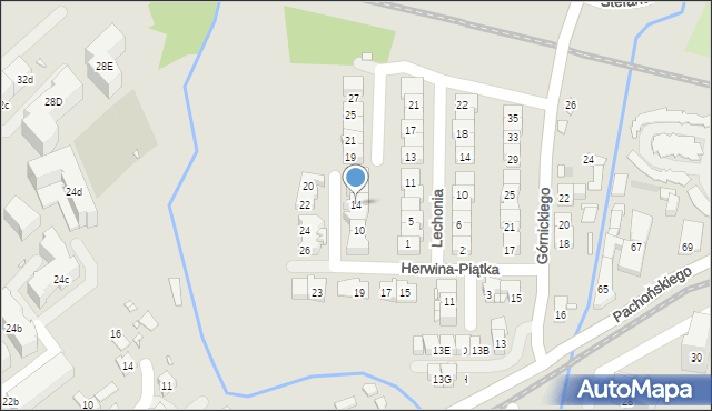 Kraków, Herwina-Piątka Kazimierza, 14, mapa Krakowa