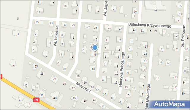 Krosno Odrzańskie, Henryka Głogowskiego, 6, mapa Krosno Odrzańskie