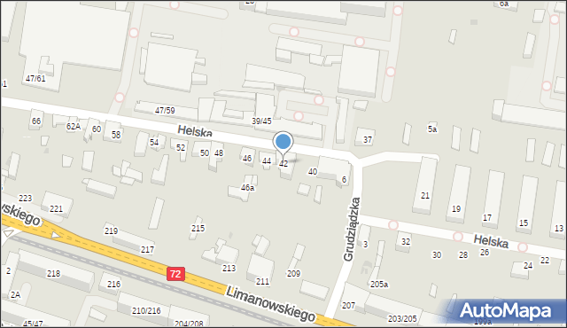 Łódź, Helska, 42, mapa Łodzi