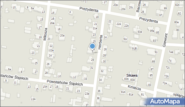 Łódź, Herberta Zbigniewa, 27a, mapa Łodzi