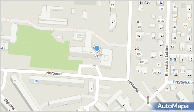 Lublin, Herberta Zbigniewa, 21, mapa Lublina