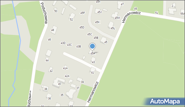 Radom, Hermanowicz Haliny, 43A, mapa Radomia