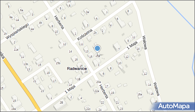 Radwanice, Herberta Zbigniewa, 15a, mapa Radwanice