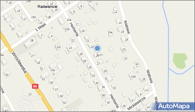 Radwanice, Herberta Zbigniewa, 25, mapa Radwanice