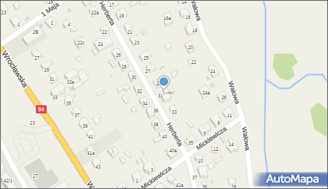 Radwanice, Herberta Zbigniewa, 31a, mapa Radwanice