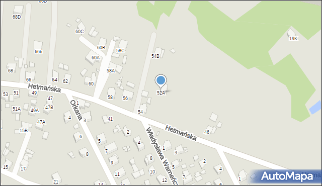 Rybnik, Hetmańska, 52A, mapa Rybnika