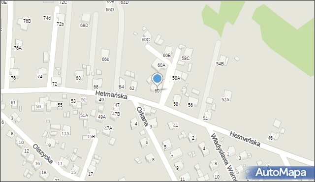 Rybnik, Hetmańska, 60, mapa Rybnika