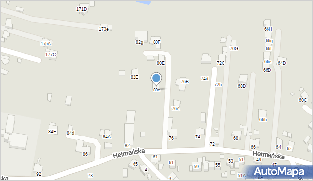 Rybnik, Hetmańska, 80c, mapa Rybnika