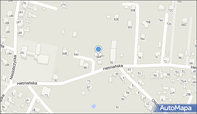 Rybnik, Hetmańska, 84A, mapa Rybnika