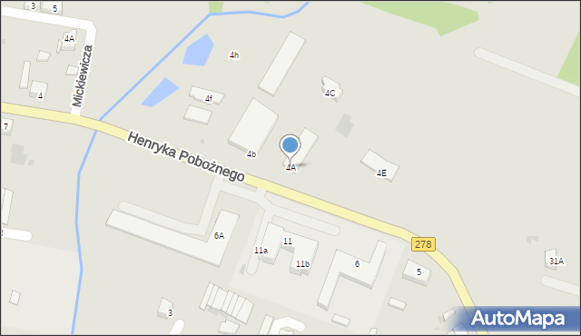 Sława, Henryka Pobożnego, 4A, mapa Sława