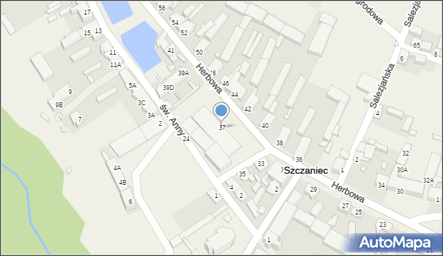 Szczaniec, Herbowa, 37, mapa Szczaniec