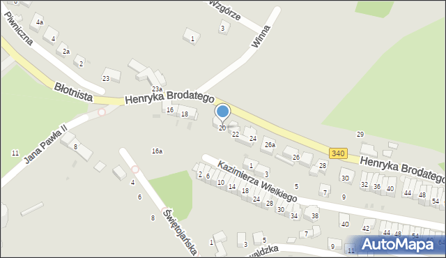 Trzebnica, Henryka Brodatego, 20, mapa Trzebnica