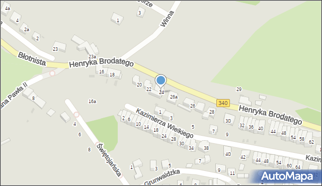 Trzebnica, Henryka Brodatego, 24, mapa Trzebnica