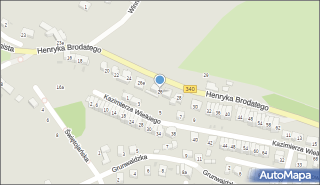 Trzebnica, Henryka Brodatego, 26, mapa Trzebnica