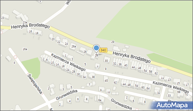 Trzebnica, Henryka Brodatego, 28, mapa Trzebnica