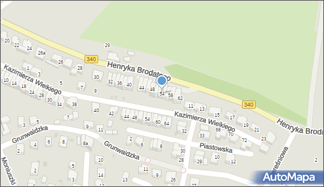 Trzebnica, Henryka Brodatego, 54, mapa Trzebnica