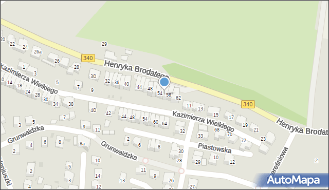 Trzebnica, Henryka Brodatego, 56, mapa Trzebnica