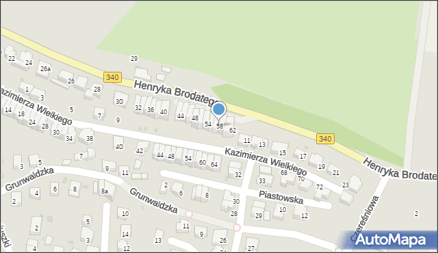 Trzebnica, Henryka Brodatego, 58, mapa Trzebnica