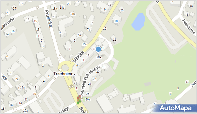 Trzebnica, Henryka Pobożnego, 20a, mapa Trzebnica