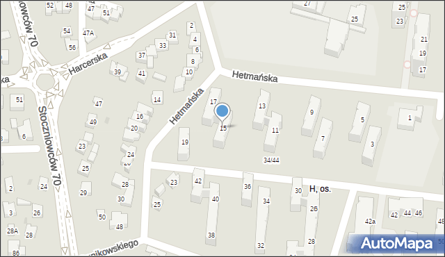 Tychy, Hetmańska, 15, mapa Tychów