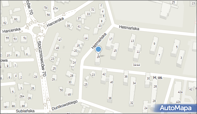 Tychy, Hetmańska, 19, mapa Tychów