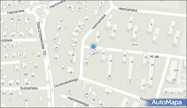 Tychy, Hetmańska, 23, mapa Tychów