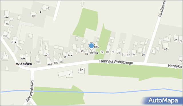 Wiesiółka, Henryka Pobożnego, 86, mapa Wiesiółka