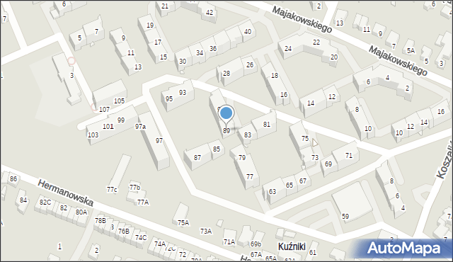 Wrocław, Hermanowska, 89, mapa Wrocławia