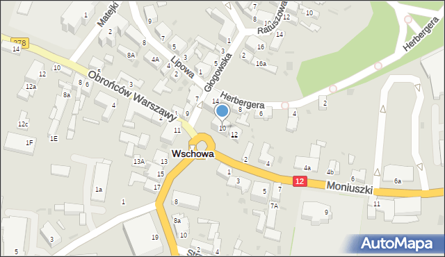 Wschowa, Herbergera, 10, mapa Wschowa